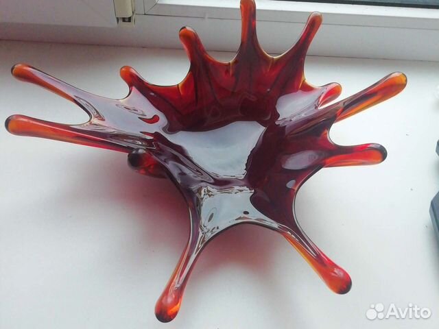 Пепельница СССР медуза, цветное стекло