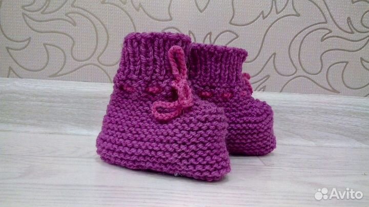 Пинетки вязаные для новорожденных