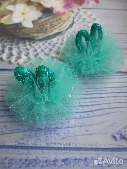 Заколки для девочек из фатина с ушками