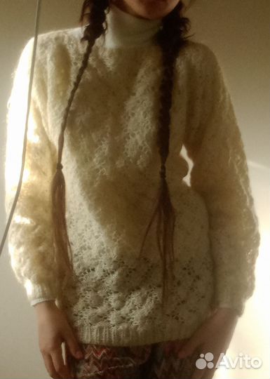 Бабушкин винтажный свитер из овечей шерсти