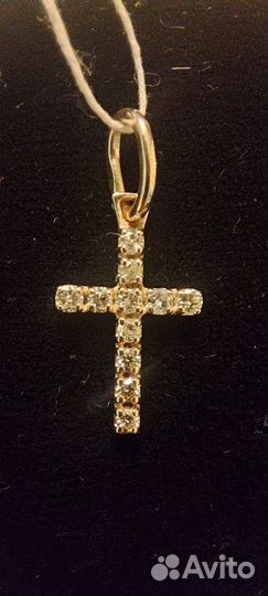Золотая подвеска крест с бриллиантами
