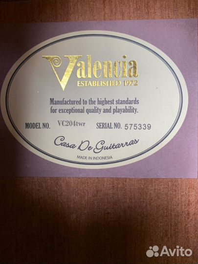 Классическая гитара Valencia vc204twr 4/4 OpenPore