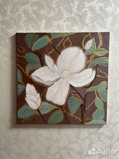 Картина маслом на холсте белые цветы