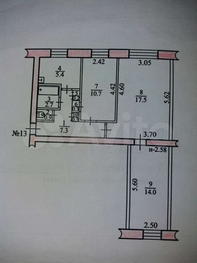 3-к. квартира, 60 м², 2/2 эт.