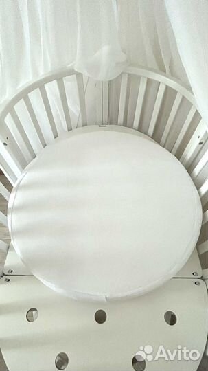 Круглый матрас детский + наматрасник и 2 простыни