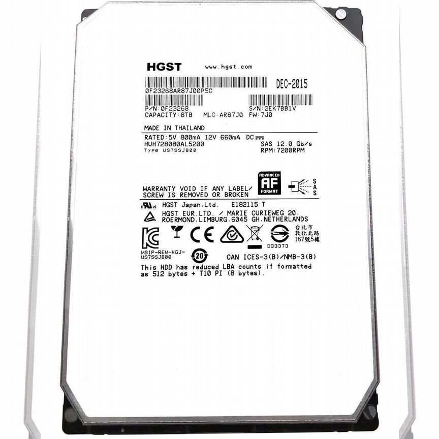 [HUH728080AL5200] Жесткий Диск Hgst 8tb Sas 3,5 Hdd Huh728080al5200