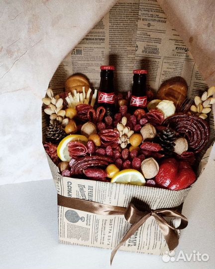 Съедобные букеты мужские, из зефира, конфет