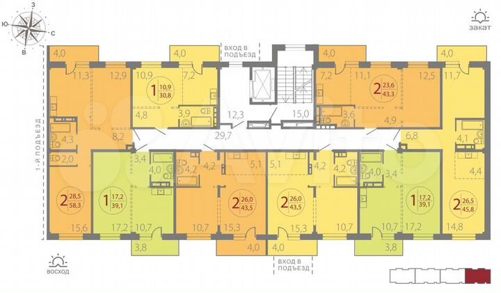 1-к. квартира, 39,1 м², 6/12 эт.