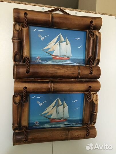 Фоторамка натур бамбук на два фото