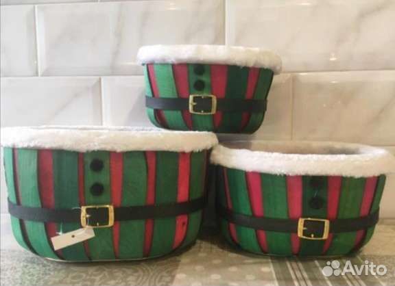 Набор из 3-х кашпо Пояс Дед Мороза