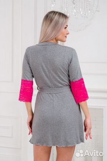 Халат женский из вискозы Адель Нуар серый меланж м