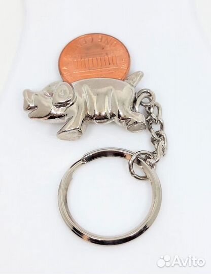 Брелок - Свинья копилка - 1 цент США - Винтаж