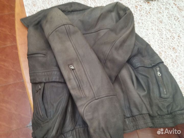 Кожаная куртка мужская 52 54 бу