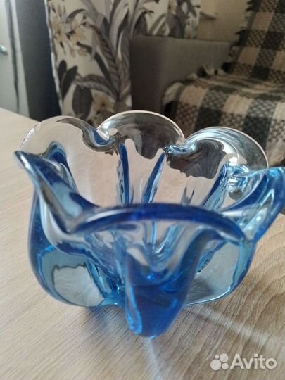 Ваза конфетница цветное стекло СССР