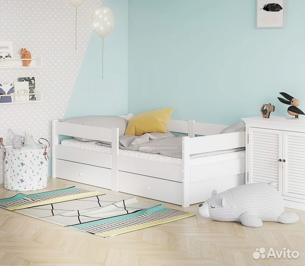 Детская кровать от 3 лет с бортиками