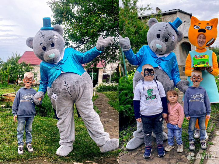 Медведь поздравление, ростовая кукла Зайка, мишка