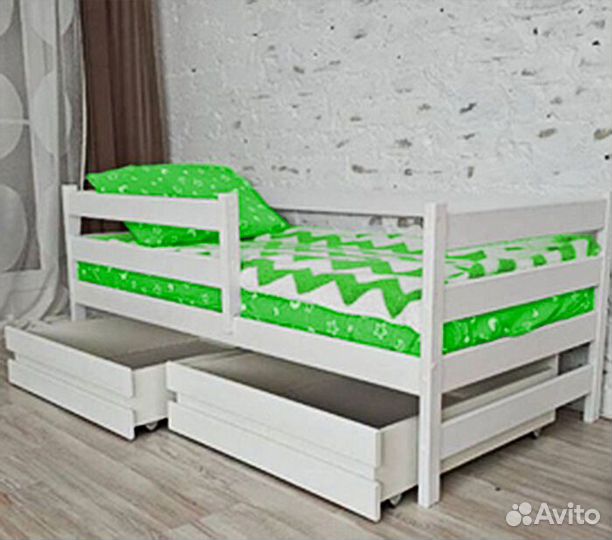 Кроватка высокий борт от 2х лет из натурального де