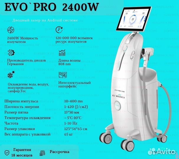 Диодный лазер ElMedica EvoPro 2400w Новинка