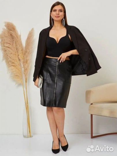 Юбка кожаная