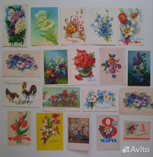 Открытки СССР 1 мая, 8 марта, куклы и др