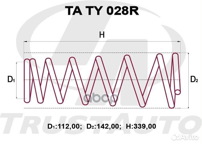 Пружина подвески усиленная (TA); TA TY 028R TA TY