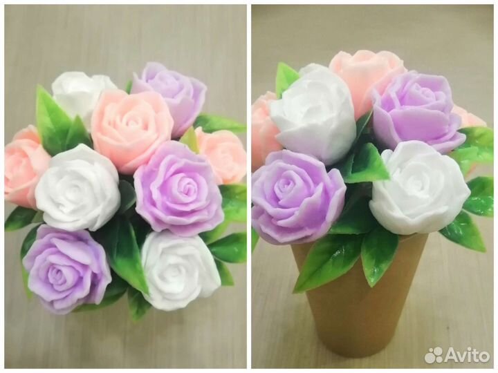 Букеты из мыла ручной работы, каллы, розы