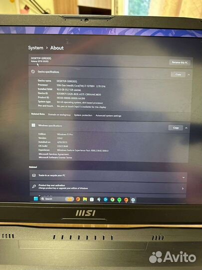 Ноутбук msi gf76 katana 12UGS