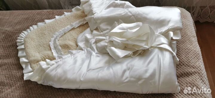 Конверт одеяло на выписку, на овчине