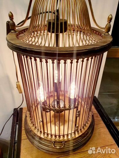 Большая бронзовая клетка-светильник