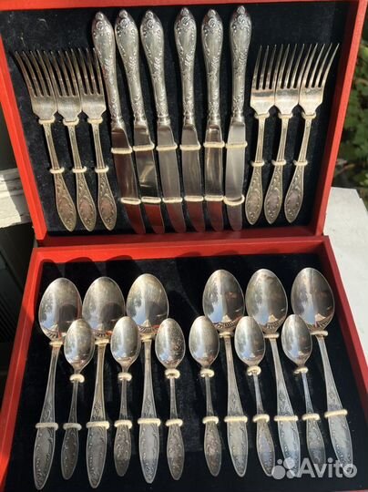 Мельхиор новый набор Кольчугино Пламя 24 приб