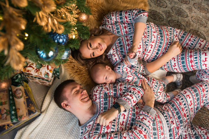 Пижамы новогодние family look