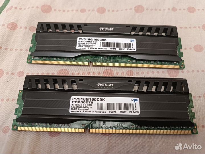 Patriot Viper c9k 16гб (2х8) DDR3. Комплект