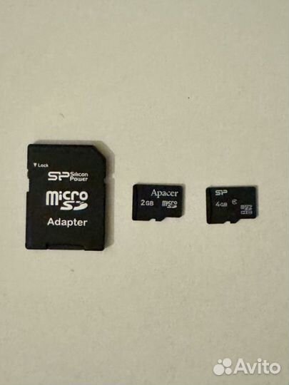 Карты памяти Micro SD 2 и 4 гб + Переходник на SD