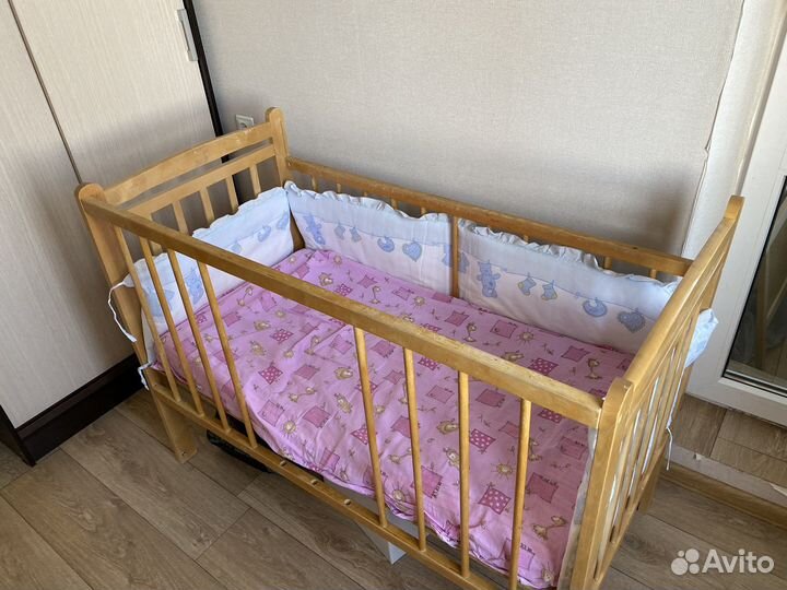 Детская кроватка с матрасом и бортиками бу