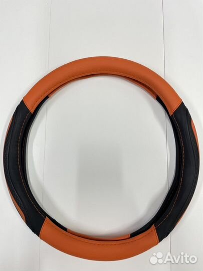 Оплетка чехол на руль автомобиля размер М оранжава