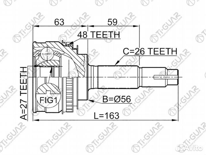 ШРУС TG-9518Z48 / TO-018A48 * TiGuar 27*56*26