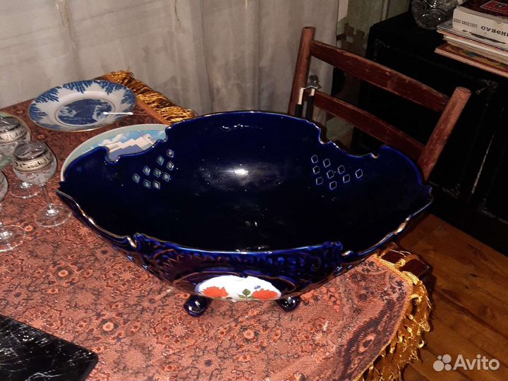 Ваза для фруктов кобальт