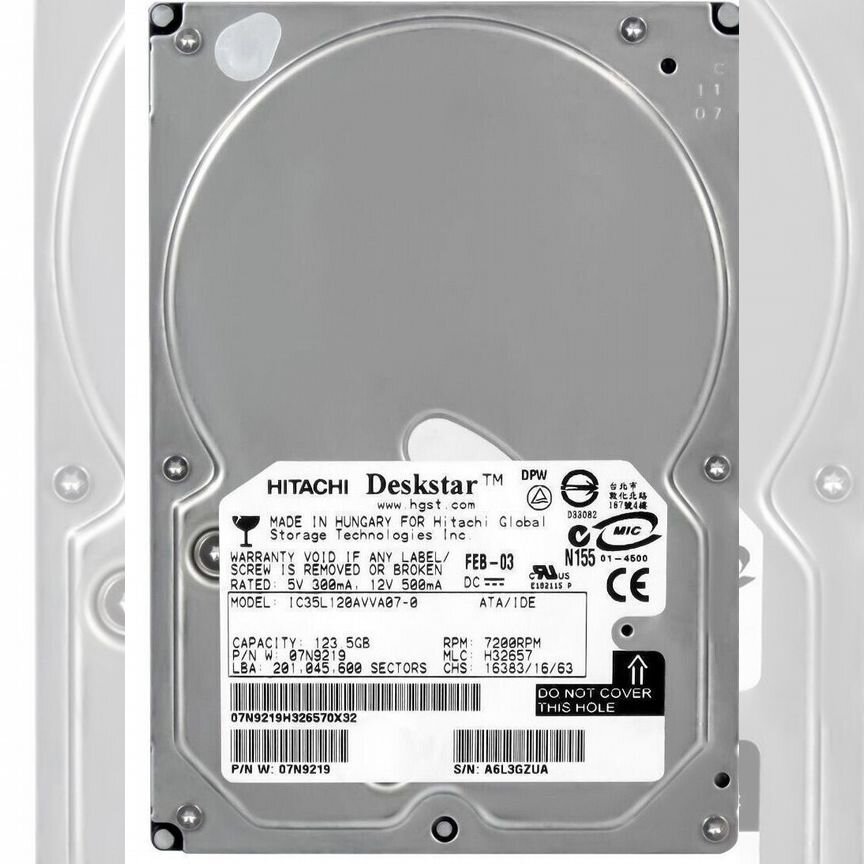 [IC35L120AVVA07-0] Жесткий Диск Hitachi 120gb Ide Ic35l120avva07-0