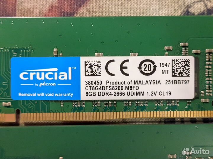 DDR4 Crucial 16Gb (8Gbх2) 2666Mhz, CL19