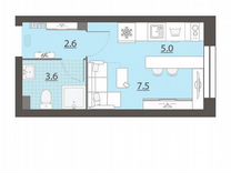 Квартира-студия, 18,7 м², 16/16 эт.