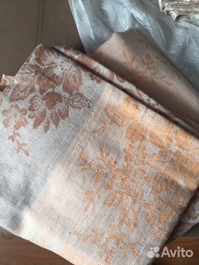 Шторы - лён, 2 шт., винтаж, СССР