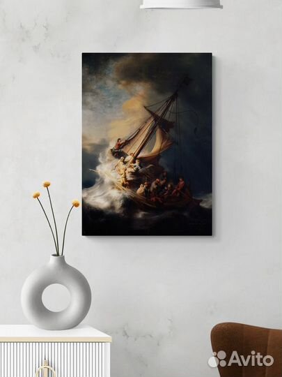 Картина Рембрандт - Христос в шторм на Галилейском