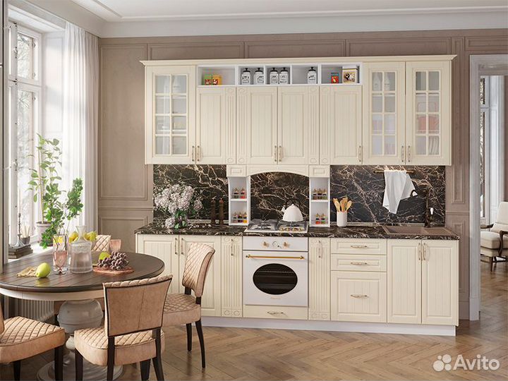 Кухня Лондон корпус шв 400 белый фасад шв 400 дуб