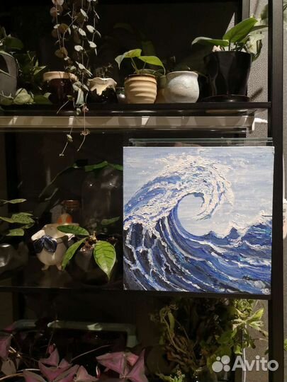 Картина морская волна акрил 25х25 см