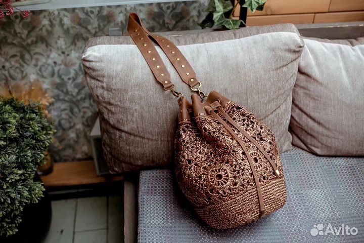 Сумка из рафии ручная работа