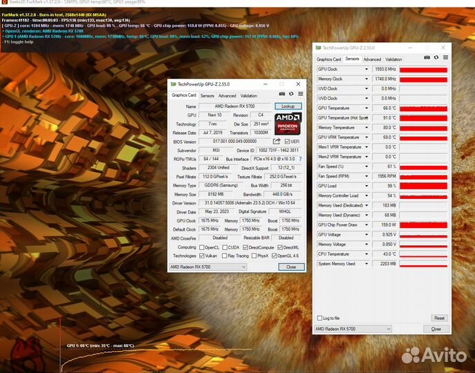 Видеокарта MSI RX 5700 8gb с гарантией