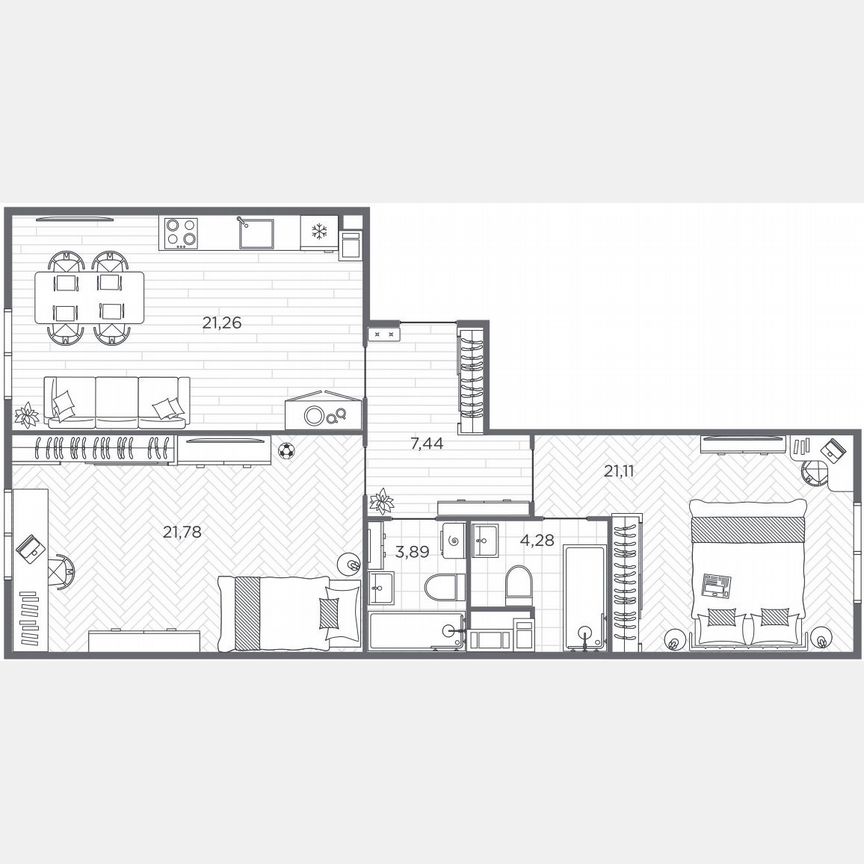 2-к. квартира, 79,8 м², 5/9 эт.