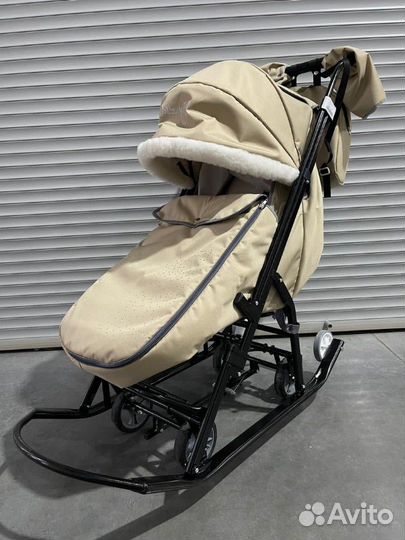 Санки коляска Pikate снеговик со стразами