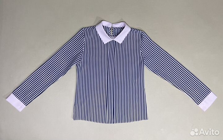 Блузка розово-синяя в полоску 134