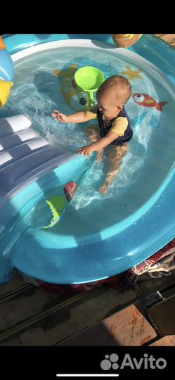 Детский надувной бассейн с горкой